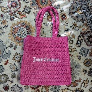 Juicy Couture Pink Crochet Tote Bag with Embroidered Logo